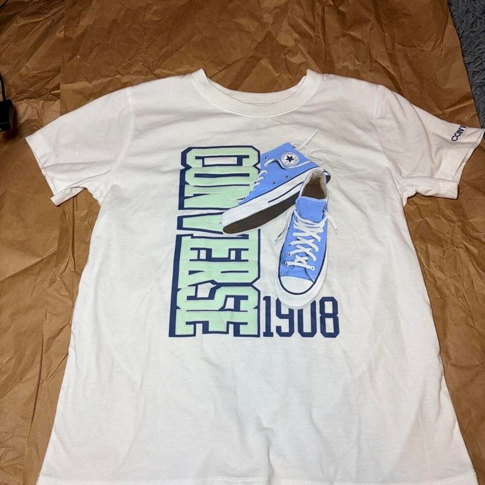 Converse white t shirt with blue